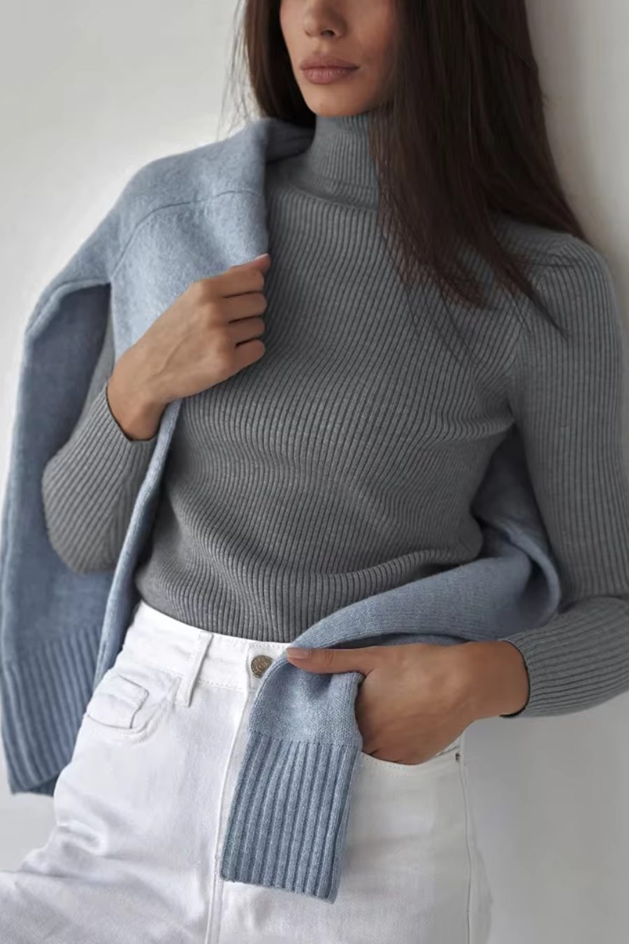 Geribbelde katoenen coltrui | Mette