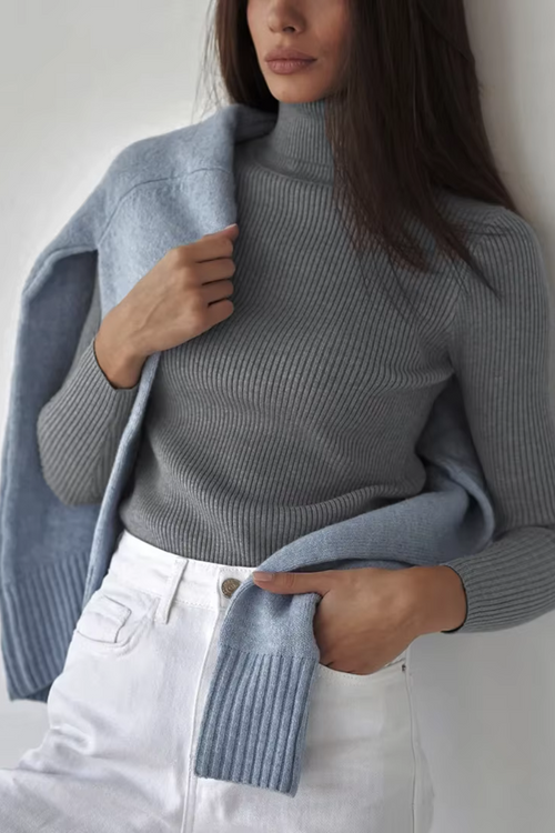 Geribbelde katoenen coltrui | Mette