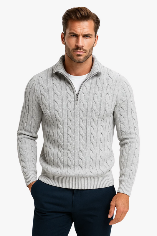 Stijlvolle katoenen trui met kwartrits voor heren | Rolf