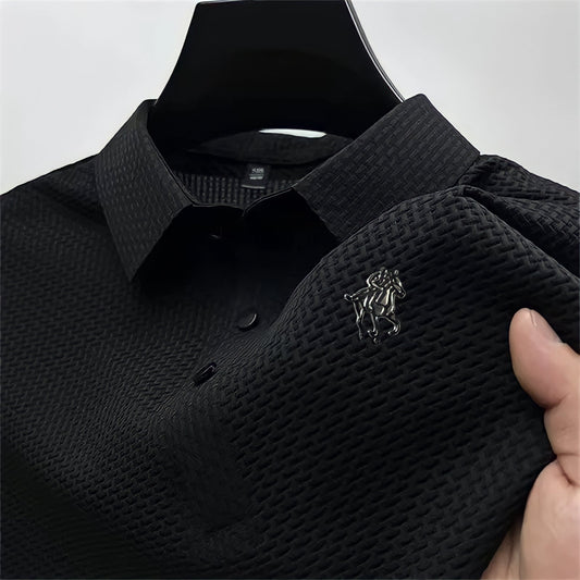 Kreukvrij getextureerde slim fit polo | Aart