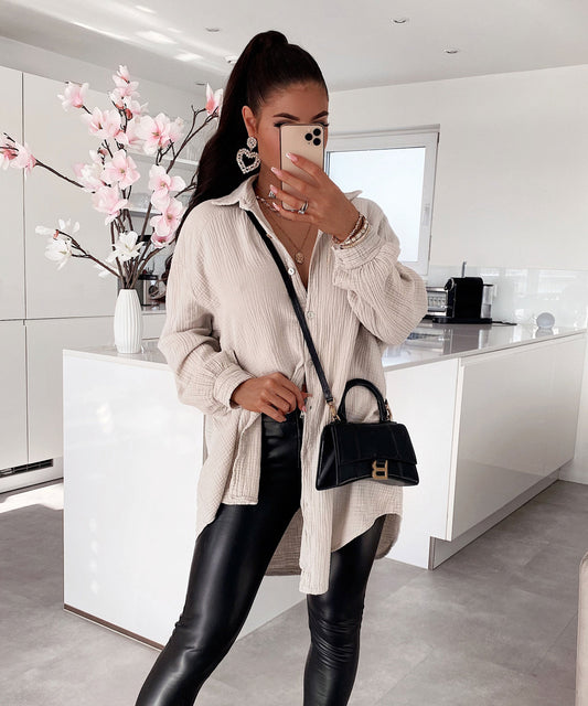 Lange oversized mousseline blouse voor dames | Tirza