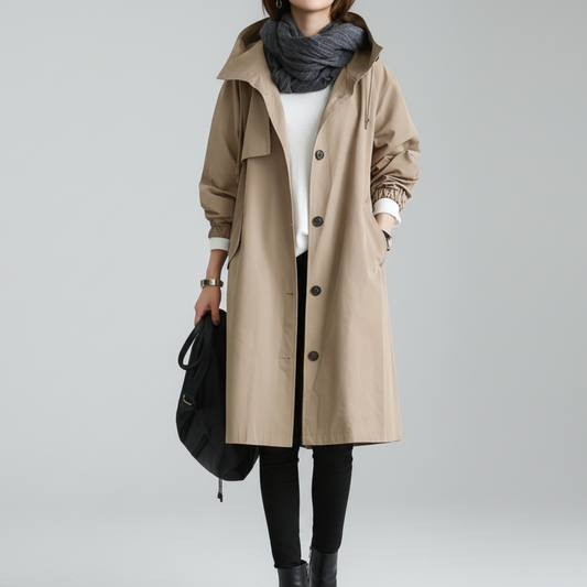 Trenchcoat met capuchon en knoopjes | Cilla