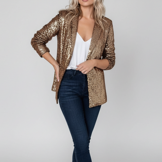 Glitterblazer met lange mouwen en pailletten | Diantha