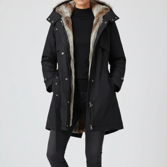 Winterparka met capuchon en riem | Danique