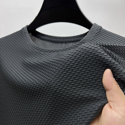 Katoenen T-shirt met gebeeldhouwde textuur | Abe